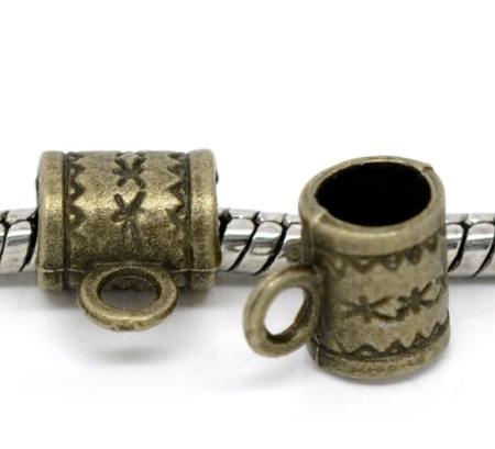 Бейлы-Бусины Фиал Античная Бронза 8mm x 6mm,Годные Для Браслетов Пандора,Проданные 100 шт/уп