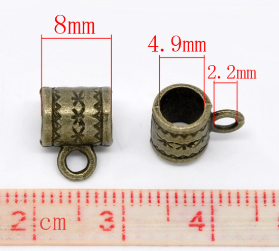 Picture of Zinc Based Alloy European Style Bails Beads Round Cup Antique Bronze 8mm x 6mm, 100 PCs