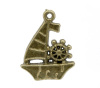 Imagen de Colgantes Aleación del Metal Del Zinc de Barco Tono Bronce Rhinestone 29.0mm x 22.0mm, 20 Unidades 