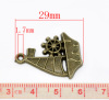 Imagen de Colgantes Aleación del Metal Del Zinc de Barco Tono Bronce Rhinestone 29.0mm x 22.0mm, 20 Unidades 