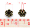 Picture of Zinc Based Alloy Beads Caps Flower Antique Bronze (Fits 8mm-12mm Beads) 6mm x 2.8mm, 300 PCs