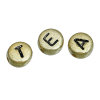 Image de Perle en Acrylique Rond Or Vieilli Alphabet/Lettre "A-Z" au Hasard 7mm Dia, Taille de Trou: 1mm, 500 PCs