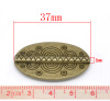 Picture of Zinc Based Alloy Spacer Beads Oval Antique Bronze Carved About 37mm x 22mm, Hole:Approx 2mm, 10 PCs