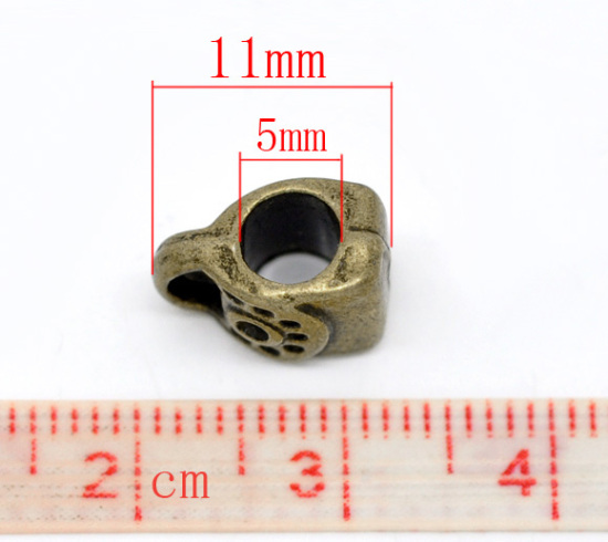 Immagine di Lega di Zinco Stile Europeo Perline Borsa Bronzo Antico Placcato Circa 11.0mm x 9.0mm, Foro: Circa 5.0mm, 30 Pz