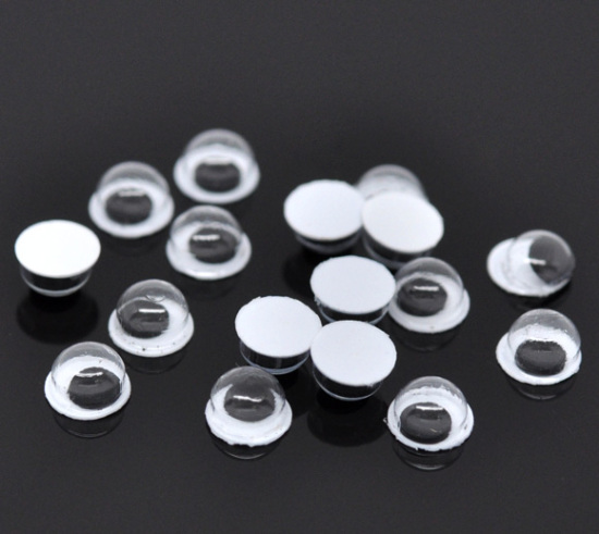 Image de Yeux de Poupée en Plastique Rond-Plat Noir & Blanc 6mm Dia, 2000 Pcs