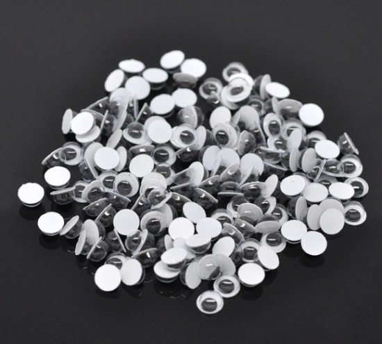 Image de Yeux de Poupée en Plastique Rond-Plat Noir & Blanc 6mm Dia, 2000 Pcs