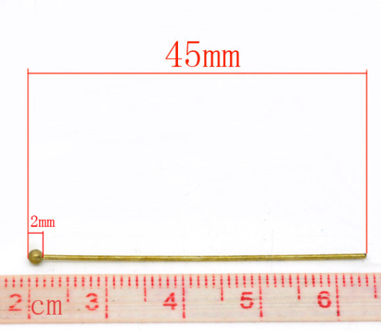 Bild von Bronzefarbe Messing Niestifte Kettelstifte mit Kugel 0.7x45mm.Verkauft eine Packung mit 300                                                                                                                                                                   