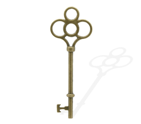 Imagen de Colgantes Aleación del Metal Del Zinc de Llave Tono Bronce Rhinestone 7.5cm x 28.0mm, 10 Unidades 