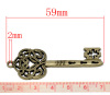Imagen de Colgantes Aleación del Metal Del Zinc de Llave,Corazón Tono Bronce Rhinestone 5.9cm x 21.0mm, 10 Unidades 
