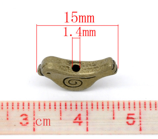 Picture of Zinc Based Alloy Beads Mother Bird Antique Bronze Spiral Carved About 15mm x 12mm, Hole:Approx 1.4mm, 50 PCs