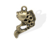Imagen de Colgantes Aleación del Metal Del Zinc de Pez Tono Bronce Rhinestone 20.0mm x 12.0mm, 40 Unidades 