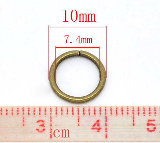 Immagine di 300 Pz 10mm Dia, 1.2mm(17 misura) Lega di Ferro Aperto Stile Anello di Salto Bronzo Antico Tondo