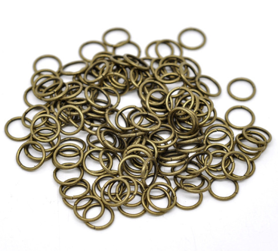 Immagine di 300 Pz 10mm Dia, 1.2mm(17 misura) Lega di Ferro Aperto Stile Anello di Salto Bronzo Antico Tondo