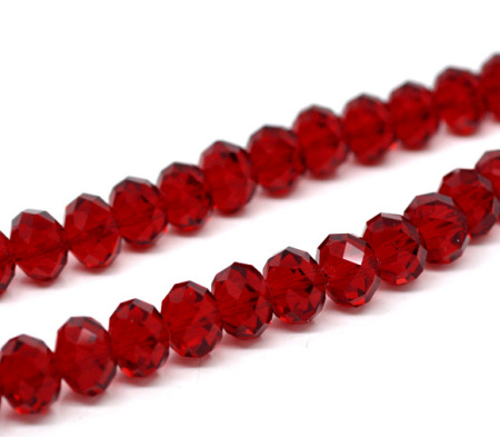 2 Strands (Approx 65 PCs/Strand) Glass Beads For DIY Jewelry Making Round Dark Red Faceted About 10mm Dia, Hole: Approx 1mm, 53.5cm(21 1/8") long