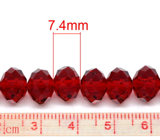 Picture of 2 Strands (Approx 65 PCs/Strand) Glass Beads For DIY Jewelry Making Round Dark Red Faceted About 10mm Dia, Hole: Approx 1mm, 53.5cm(21 1/8") long