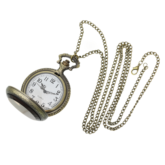 Изображение Кварцевые Карманные часы С батареей с Цепочкой 90cm длина Античная Бронза , Проданные 90cm 1 шт