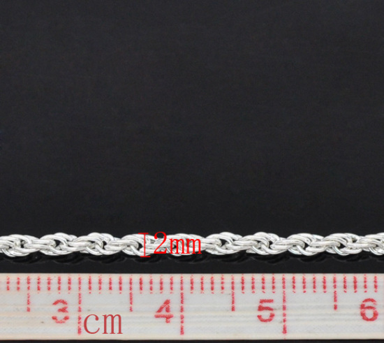 Bild von Eisen(Legierung) Zopfkette Kette Versilbert 3x2mm, 10 Meter