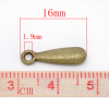 Imagen de Colgantes Aleación del Metal Del Zinc de Gota Tono Bronce Rhinestone 16.0mm x 5.0mm, 60 Unidades 