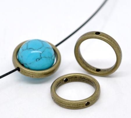 Antique Bronze Circle Bead Frames(Fits 14mm Bead) 18mm, sold per packet of 30
