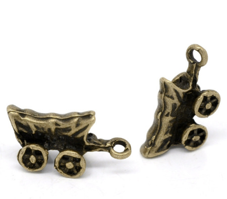 Colgantes Aleación del Metal Del Zinc de Coche Tono Bronce Rhinestone 20.0mm x 11.0mm, 30 Unidades 