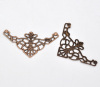 Picture of Filigree Stamping Embellishments Findings Triangle Antique Copper Flower Hollow Pattern 48mm(1 7/8") x 26mm(1"), 50 PCs