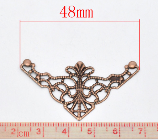 Immagine di Lega di Zinco Cabochon per Abbellimento Triangolo Ossido di Rame Hollow Disegno 4.8cm x 26.0mm, 50 Pz
