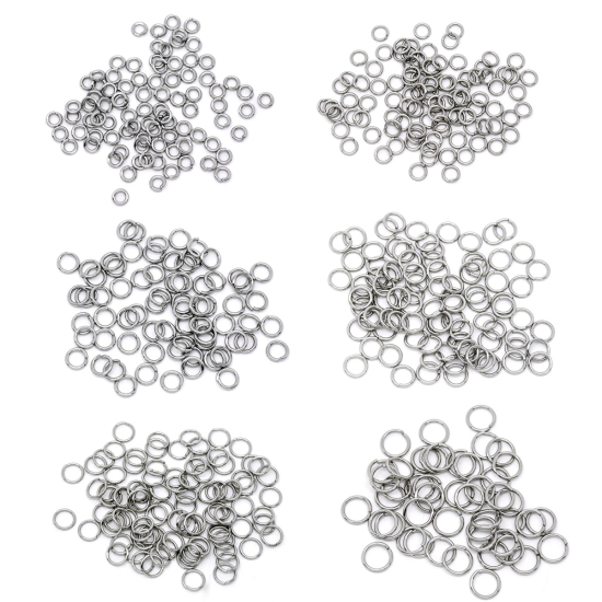Immagine di 200 Pz 9mm Dia, 1.2mm(17 misura) 304 Acciaio Inossidabile Aperto Stile Anello di Salto Tono Argento Tondo