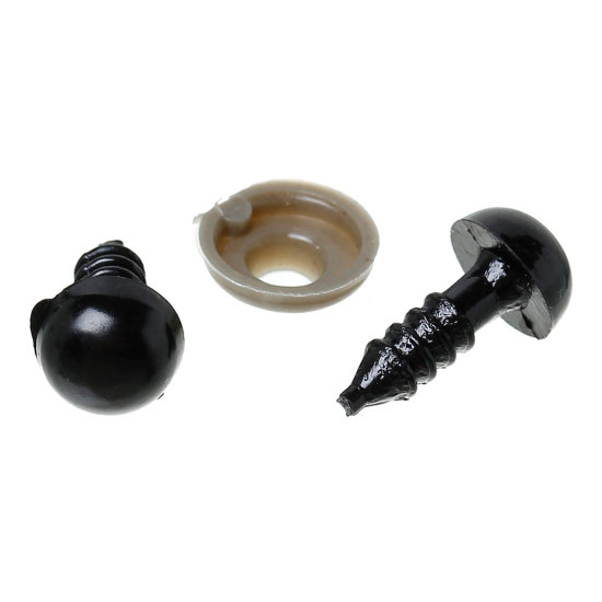 Picture of Plastic Toy Doll Making Craft Eyes Black 14x8mm( 4/8" x 3/8") 9x3mm( 3/8" x 1/8"), 300 Sets