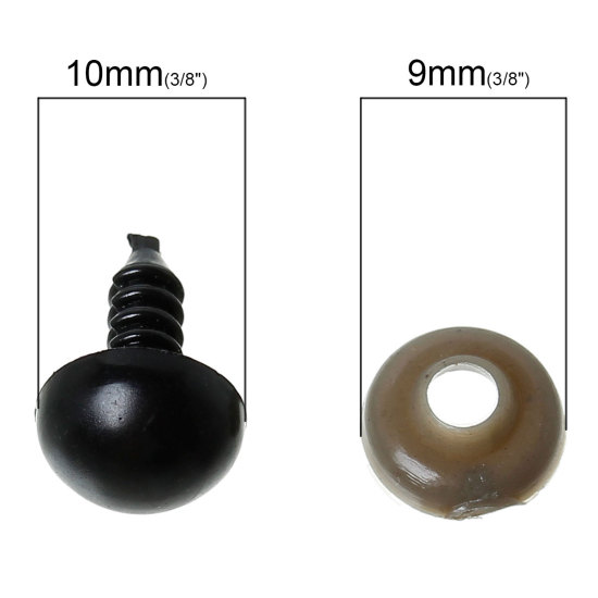 Image de Yeux de Sécurité pour Poupée en Plastique Noir 15x10mm 8x3mm, 200 Kits