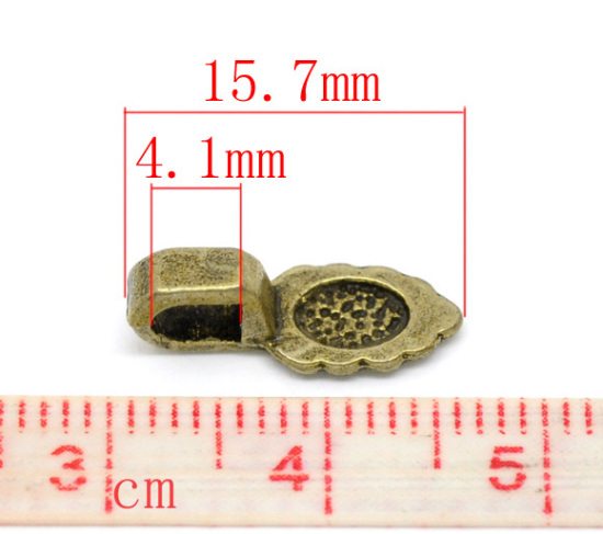 Image de Bélière en Alliage de Zinc Feuille Bronze Antique à Pois 15.7mm x 5.9mm, 50 PCs