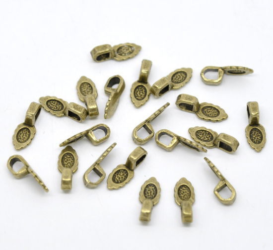 Image de Bélière en Alliage de Zinc Feuille Bronze Antique à Pois 15.7mm x 5.9mm, 50 PCs