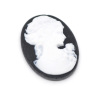 Picture of Resin Cabochon Cameo Oval Black & White Beauty Lady 24mm(1") x 18mm( 6/8"), 50 PCs