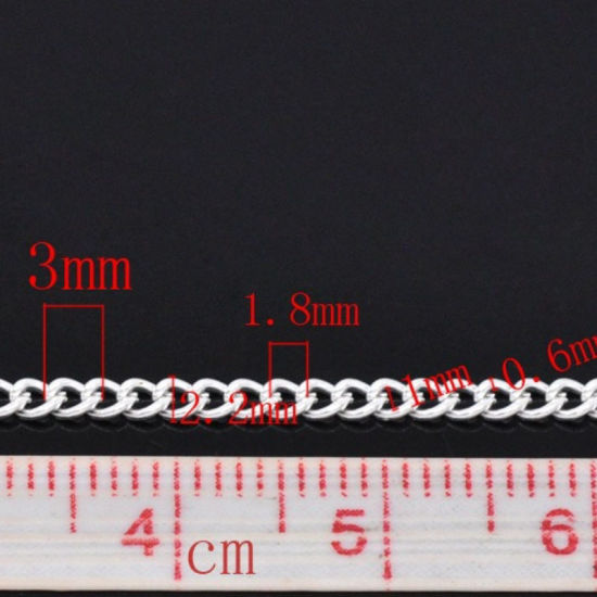 合金 喜平チェーン 銀メッキ 3x2.2mm、 100M の画像