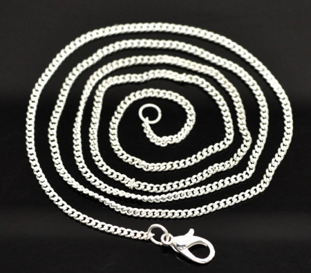 Imagen de Cobre Collares Link Curb Cadena Argentado 60cm de longitud,Cadena:3x2mm 12 Unidades