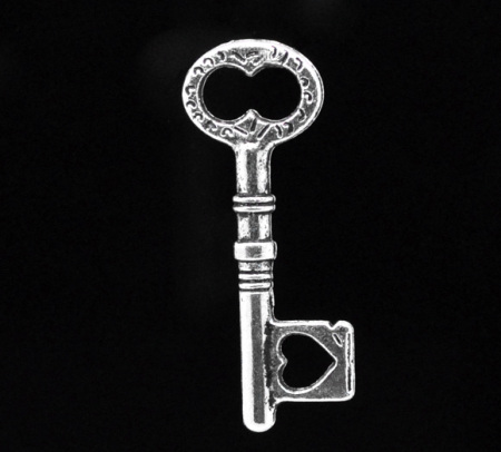 Bild von Antik Silber Herz Schlüssel Charms Anhänger 34x12mm.Verkauft eine Packung mit 30 Stücke 