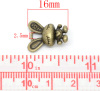 亜鉛合金 チャーム ウサギ 動物 銅古美 16mm x 13mm、 30 個 の画像