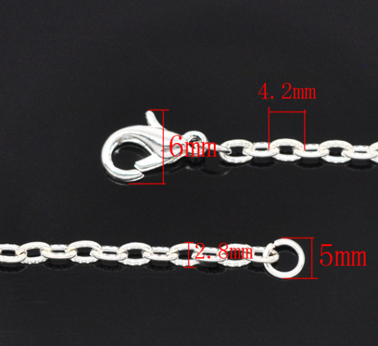 Immagine di Lega di Ferro Collana Argento Placcato Strutturato lunghezza:45.6cm  Dimensione della Catena: 4.2x2.8mm 12 Pz