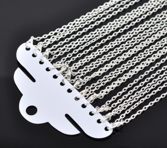 Immagine di Lega di Ferro Collana Argento Placcato Strutturato lunghezza:45.6cm  Dimensione della Catena: 4.2x2.8mm 12 Pz
