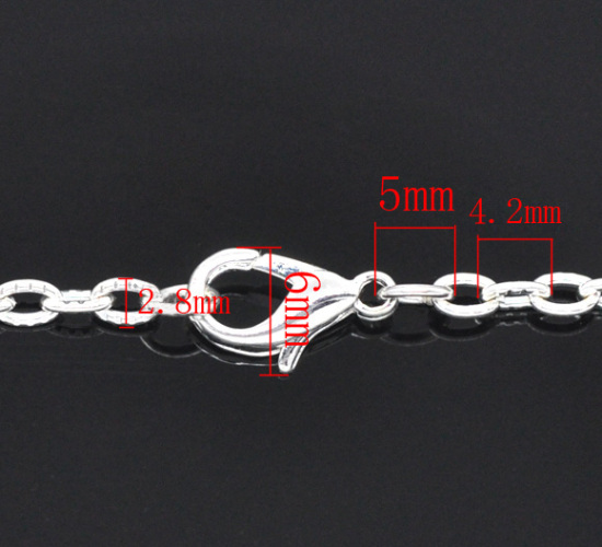 Immagine di Lega di Ferro Collana Argento Placcato Strutturato lunghezza:50.9cm  Dimensione della Catena: 4.2x2.8mm 12 Pz