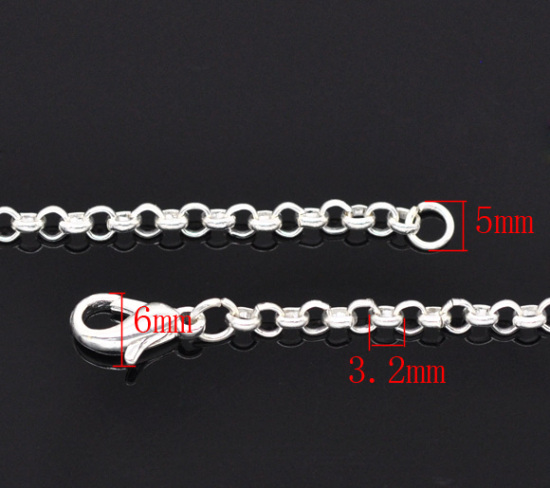 Immagine di Lega di Ferro Argento Placcato Rollo Catena lunghezza:50.9cm  Dimensione della Catena: 3.2x0.5mm 12 Pz