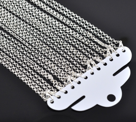Immagine di Lega di Ferro Argento Placcato Rollo Catena lunghezza:50.9cm  Dimensione della Catena: 3.2x0.5mm 12 Pz