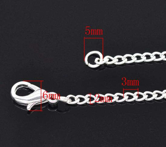 Immagine di Lega di Ferro Collana Argento Placcato Catena a Maglia Aperta lunghezza:40.5cm  Dimensione della Catena: 3x2mm 12 Pz