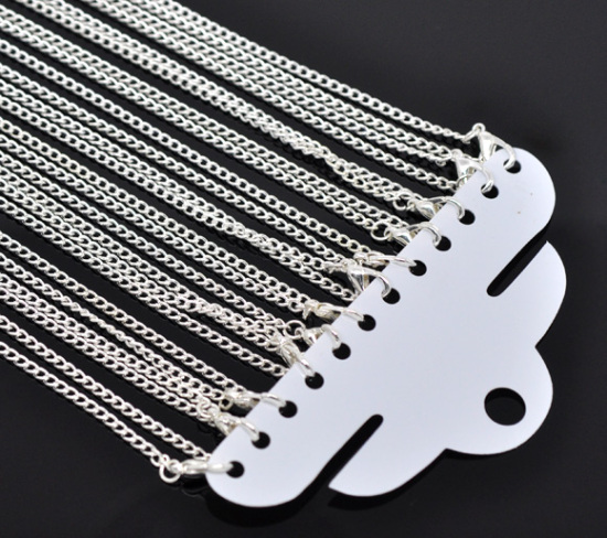 Immagine di Lega di Ferro Collana Argento Placcato Catena a Maglia Aperta lunghezza:40.5cm  Dimensione della Catena: 3x2mm 12 Pz