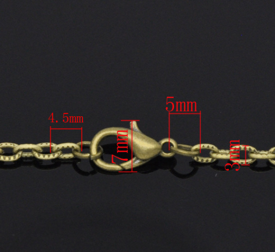 Bild von Eisen(Legierung) Gliederkette Halskette Bronzefarben 61cm lang, Kettengröße: 3x4.5mm, 12 Stränge