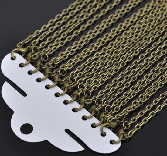 Bild von Eisen(Legierung) Gliederkette Halskette Bronzefarben 61cm lang, Kettengröße: 3x4.5mm, 12 Stränge