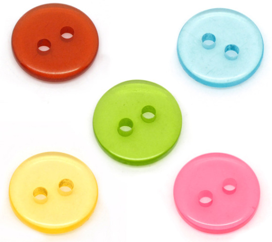 Picture of Resin Sewing Buttons Scrapbooking 2 Holes Round Mixed 11mm(3/8") Dia, 300 PCs