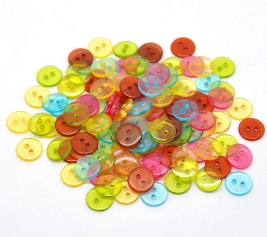 Picture of Resin Sewing Buttons Scrapbooking 2 Holes Round Mixed 11mm(3/8") Dia, 300 PCs