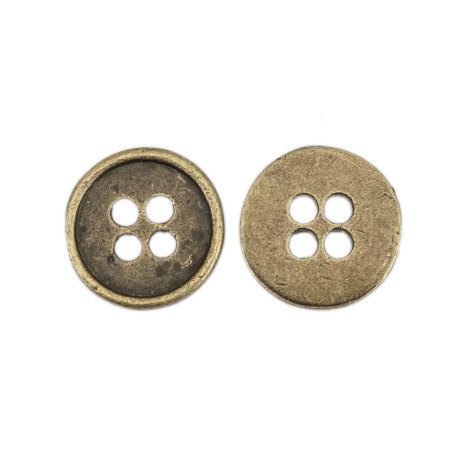 Bouton de Couture en Alliage de Zinc 4 Trous Rond Bronze Antique 13mm Dia, 50 PCs