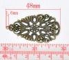 Picture of Charm Pendants Filigree Stamping Teardrop Antique Bronze Flower Hollow Carved 48mm(1 7/8") x 28mm(1 1/8"), 50 PCs