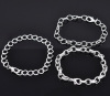 Picture of Zinc Metal Alloy Lobster Clasp Link Chain Bracelets Mixed Silver Plated 21cm(8 2/8") long, 12 PCs